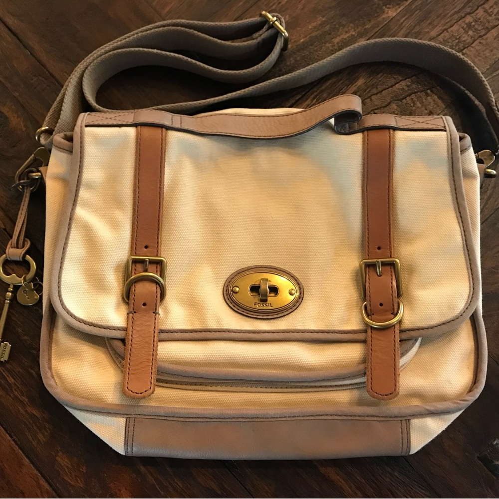 Fossil Canvas and Leather Messenger Bag